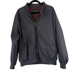 Orvis Bomber Weather Breaker Jacket‎ Mens Large Gray Full Zip Red Plaid Lined